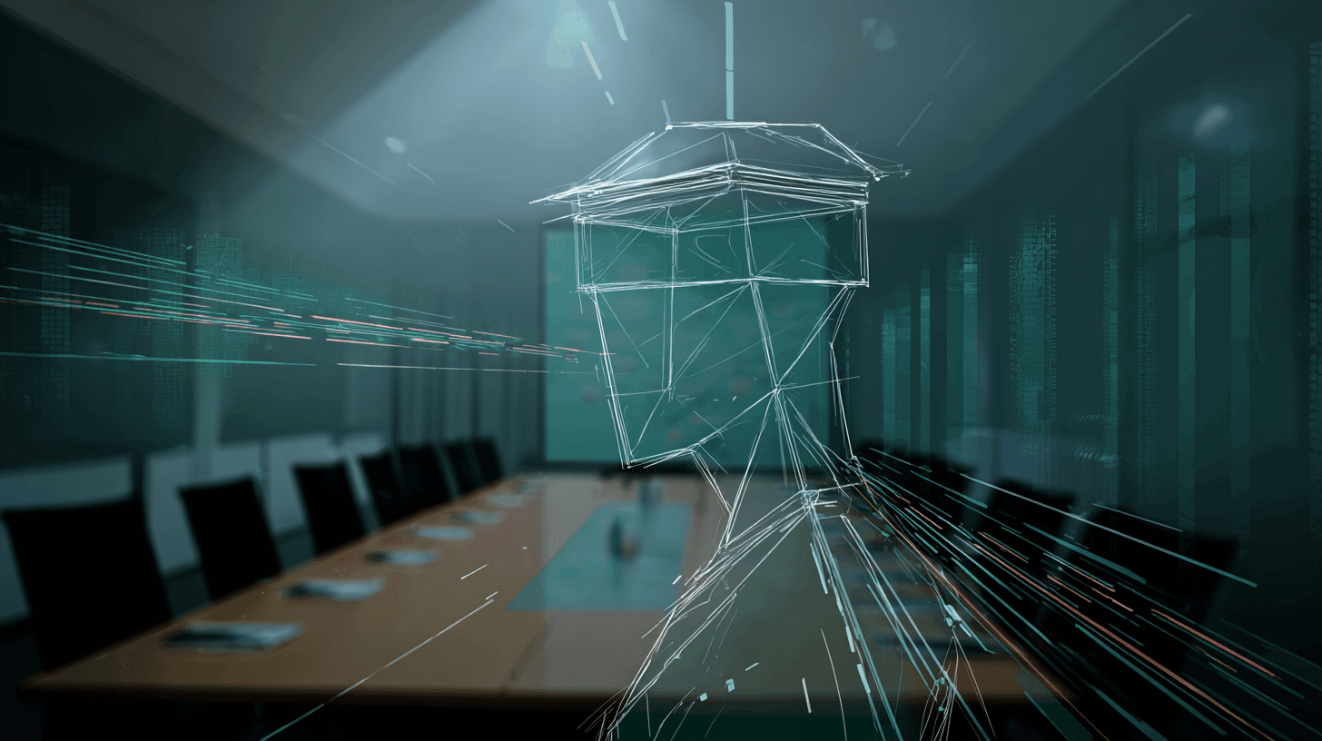 AI Creative wireframe man in boardroom