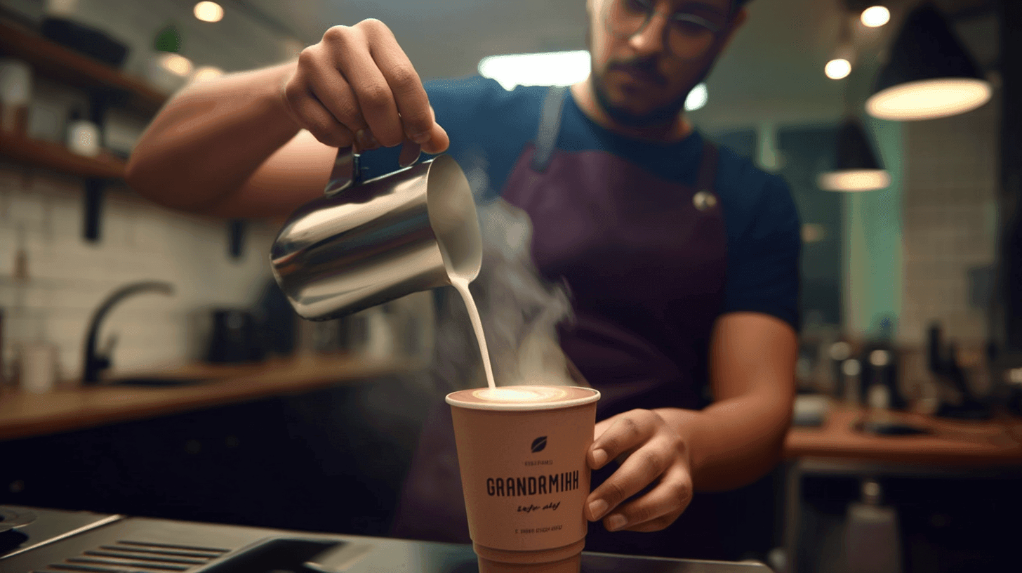 AI Barista pouring a coffee