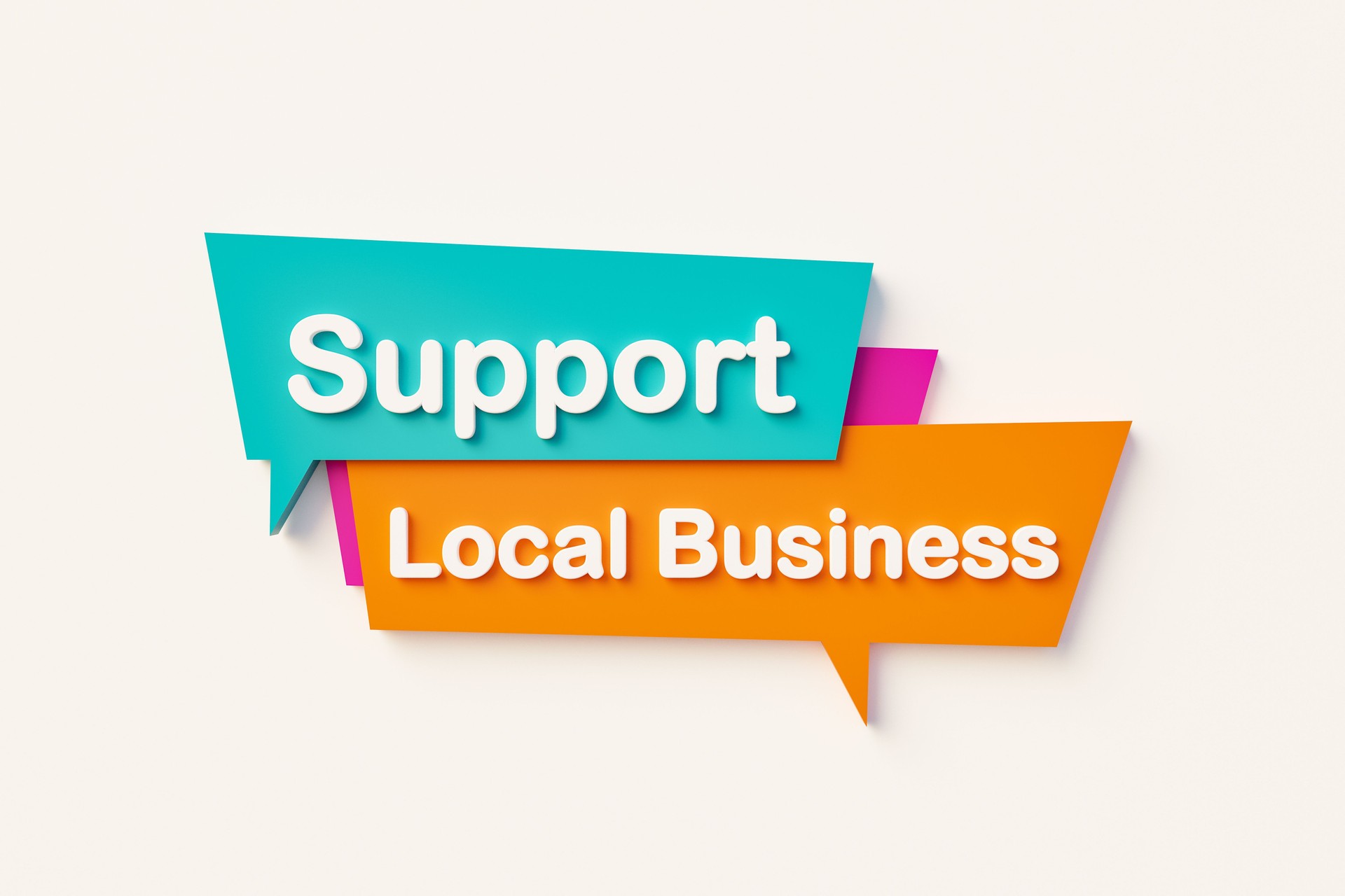 Support local business - Cartoon speech bubble.